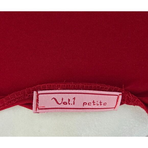 Y2K Petite Red Clubwear Fitted Twist Front V-Neck Top Blouse Bodycon - Picture 3 of 5